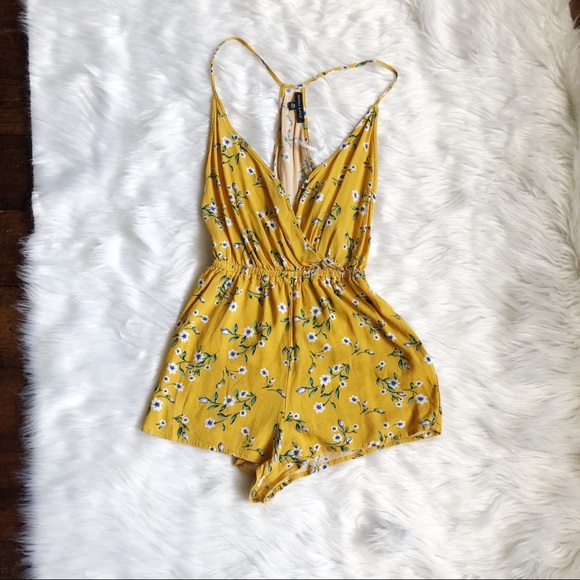Kendall & Kylie Pants - KENDALL & KYLIE Yellow Flowered Romper